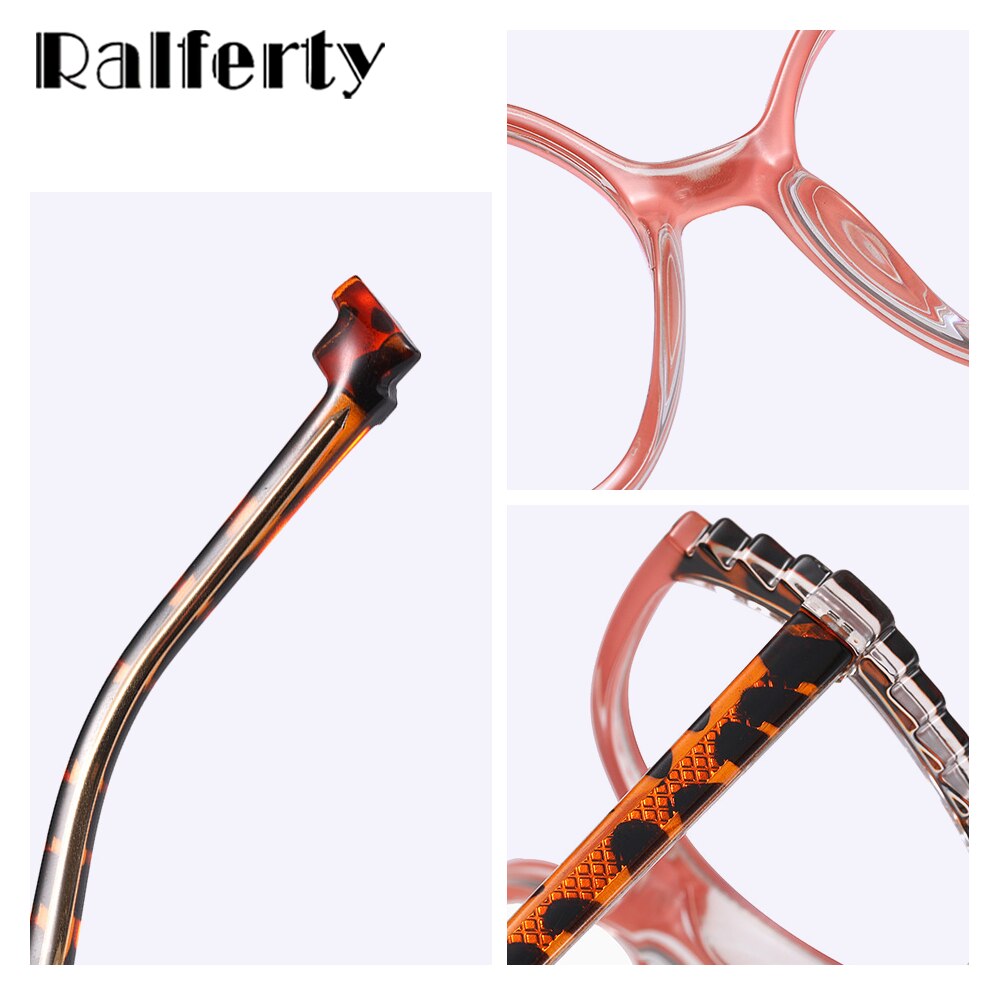 Ralferty Women's Full Rim Oversized Flat Top Oval Tr 90 Acetate Eyeglasses F82097 Full Rim Ralferty   