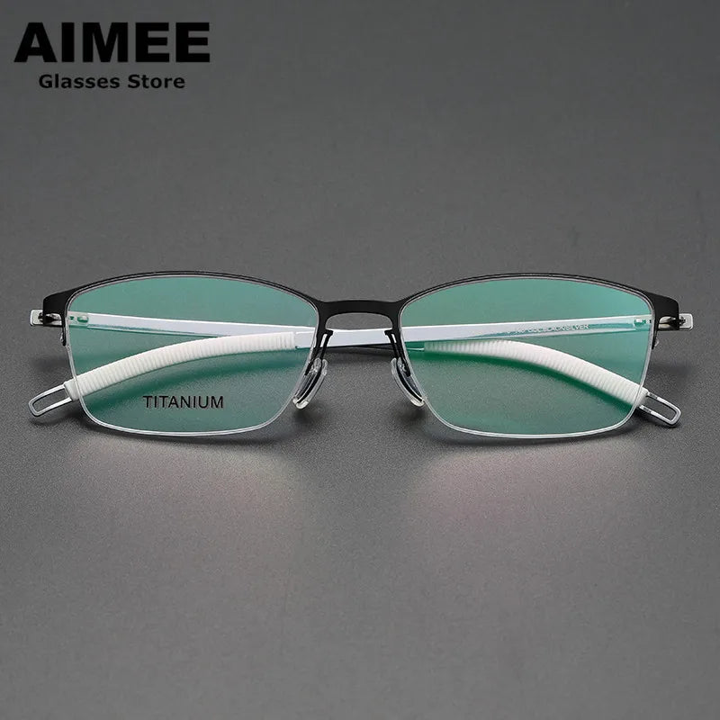 Aimee Unisex Semi Rim Square Screwless Titanium Eyeglasses 25119 Semi Rim Aimee   