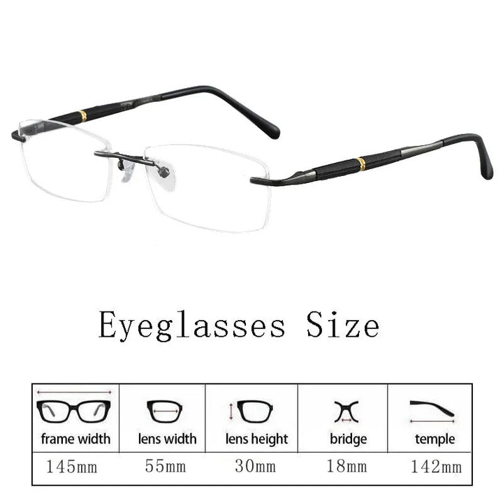 Hdcrafter Men's Rimless Titanium Eyeglasses 3707 Rimless Hdcrafter Eyeglasses   