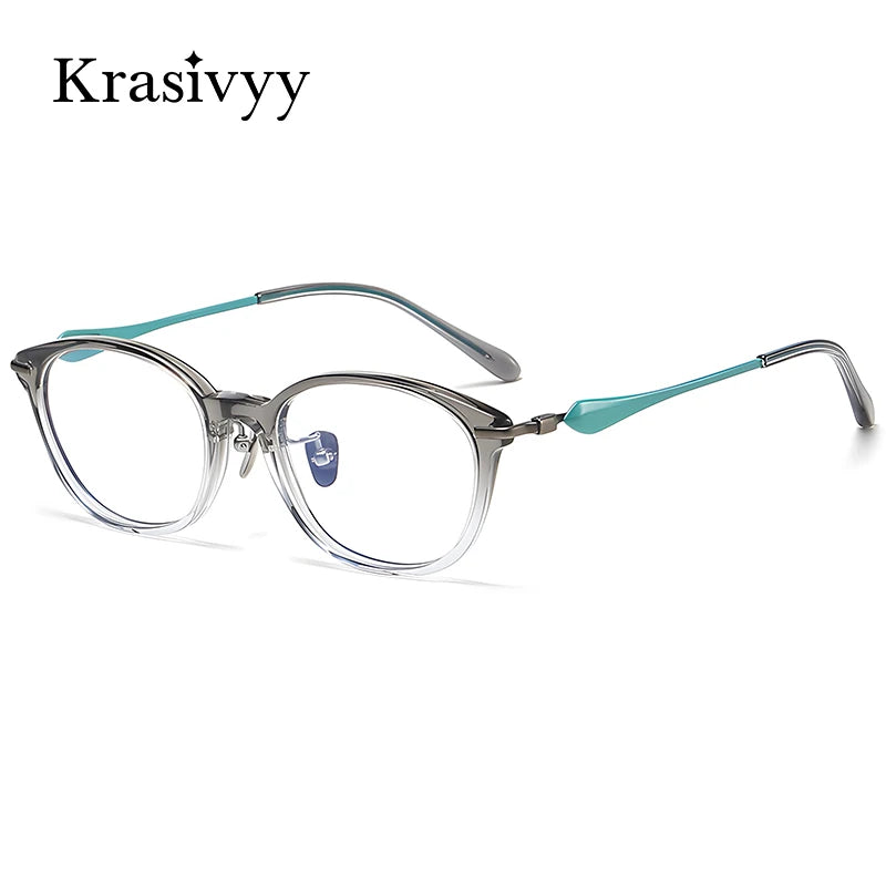 Krasivyy Unisex Full Rim Oval Square Acetate Titanium Eyeglasses 386063