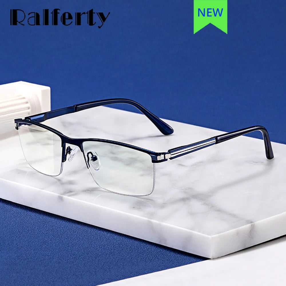 Ralferty Men's Semi Rim Square Alloy Eyeglasses 91342 Semi Rim Ralferty   