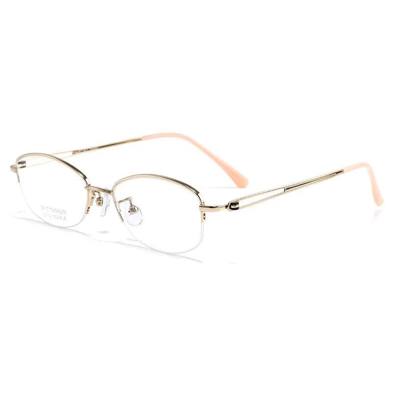 Yimaruili Women's Semi Rim Oval Square Titanium Eyeglasses 74112E