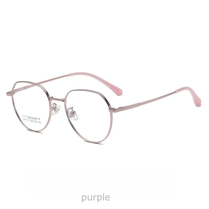 KatKani Womens Full  Rim Round Titanium Eyeglasses 86127 Full Rim KatKani Eyeglasses purple  