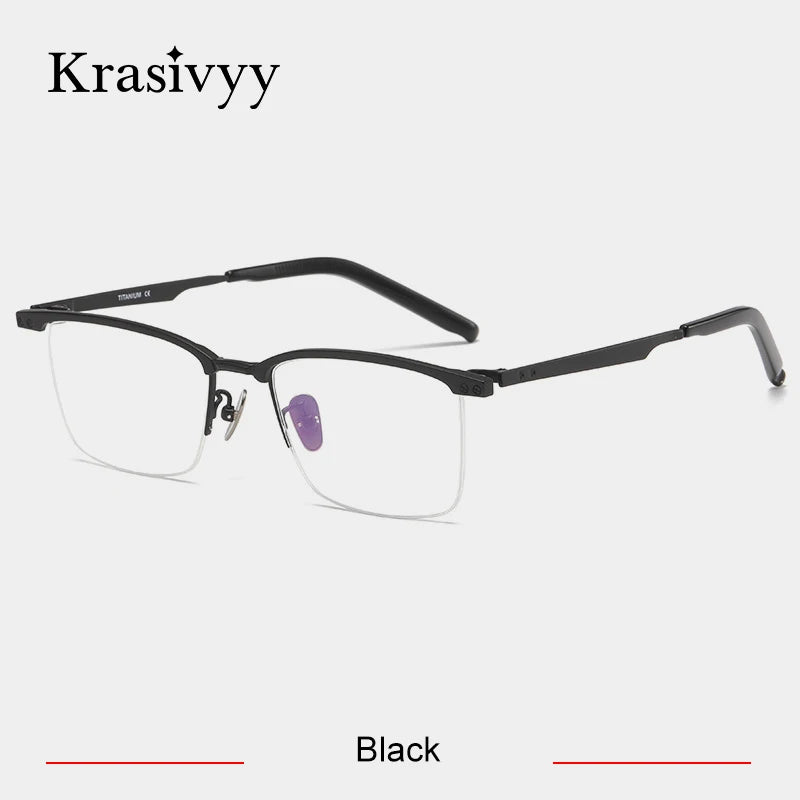 Krasivyy Unisex Semi Rim Square Brow Line Titanium Eyeglasses 318750