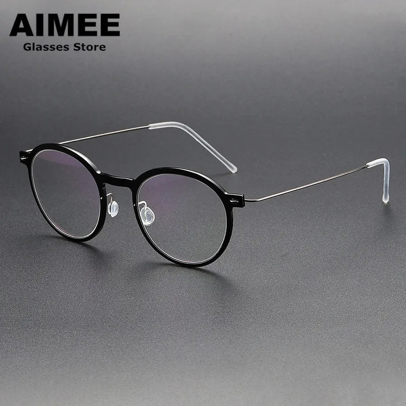 Aimee Women's Full Rim Round Titanium Acetate Eyeglasses 65864
