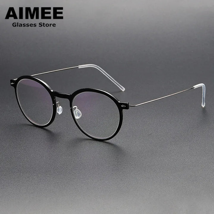 Aimee Women's Full Rim Round Titanium Acetate Eyeglasses 65864
