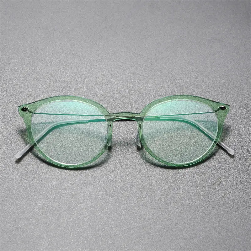 Aimee 654800 Women’s Full Rim Round Cat-Eye Screwless Titanium Frames FuzWeb