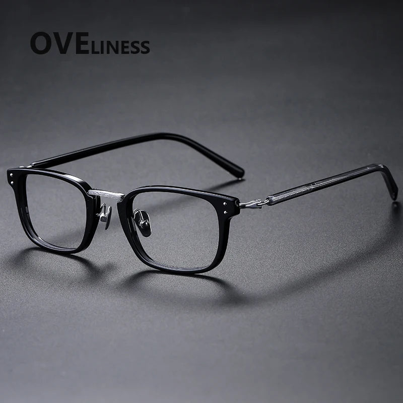 Oveliness Women's Full Rim Square Acetate Titanium Eyeglasses 81820