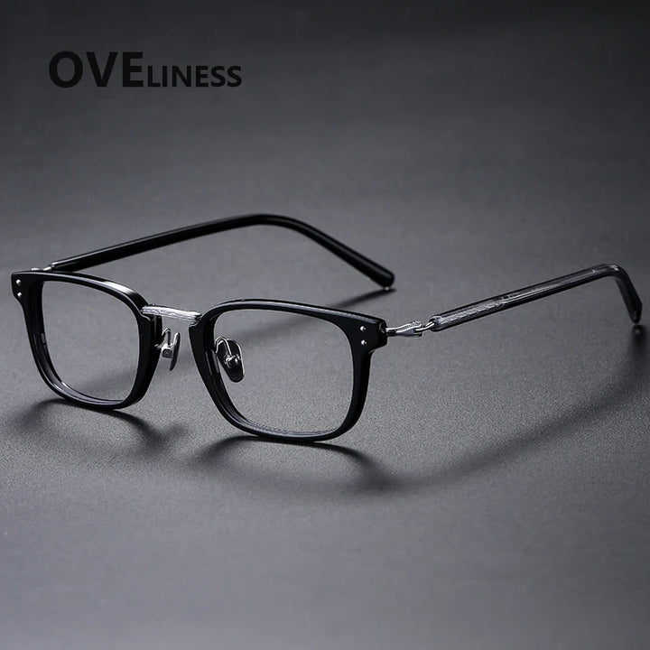 Oveliness Women's Full Rim Square Acetate Titanium Eyeglasses 81820