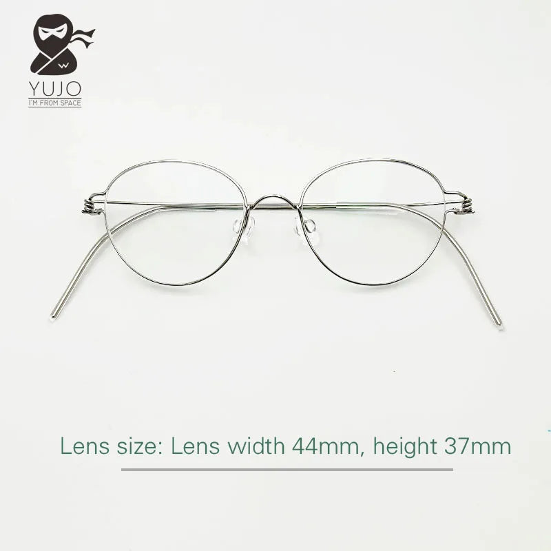 Yujo Unisex Full Rim Oval Steel Custom Nose Bridge Eyeglasses 150591