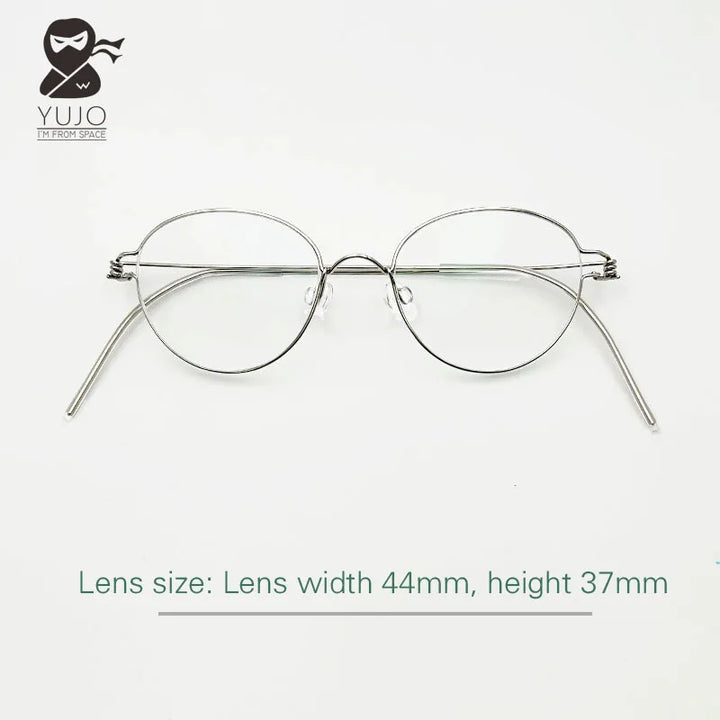 Yujo Unisex Full Rim Oval Steel Custom Nose Bridge Eyeglasses 150591