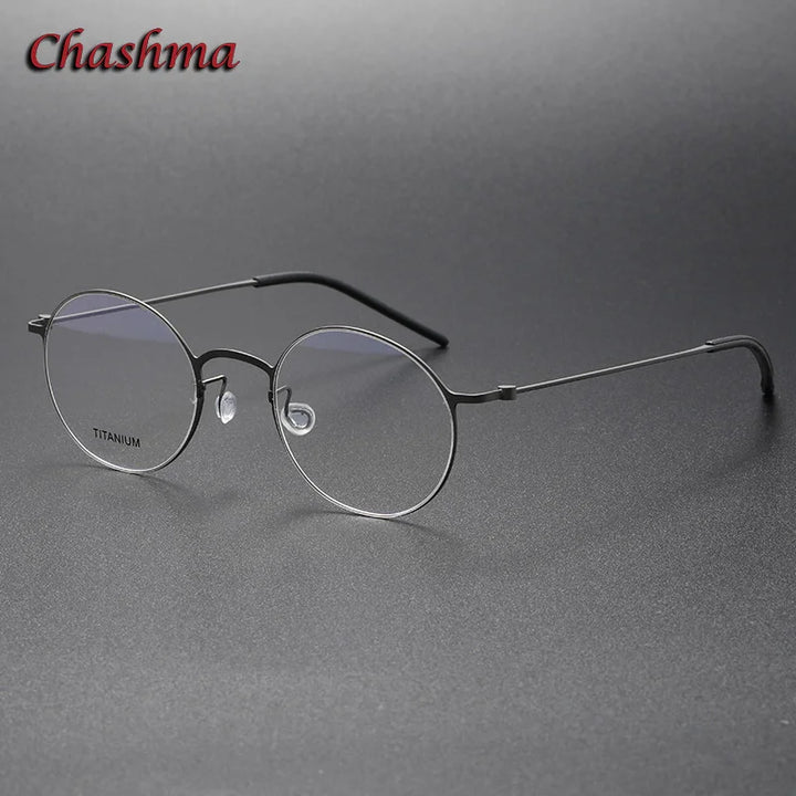 Chashma Ochki Unisex Full Rim Round Titanium Eyeglasses 5504 Full Rim Chashma Ochki Gray  