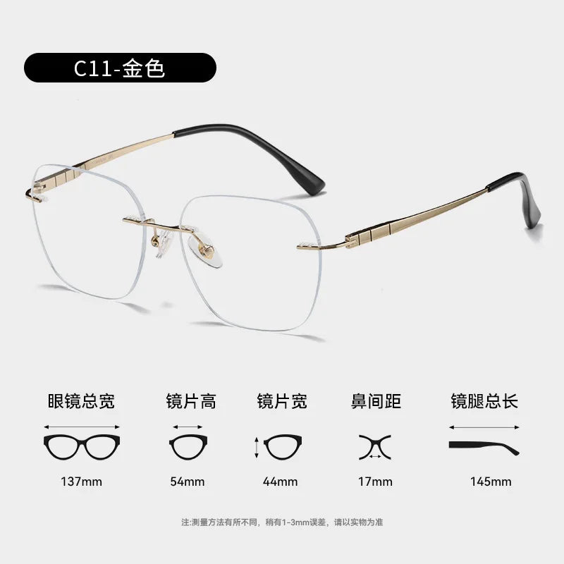 Bclear Women's Rimless Polygon Square Titanium Eyeglasses 694710