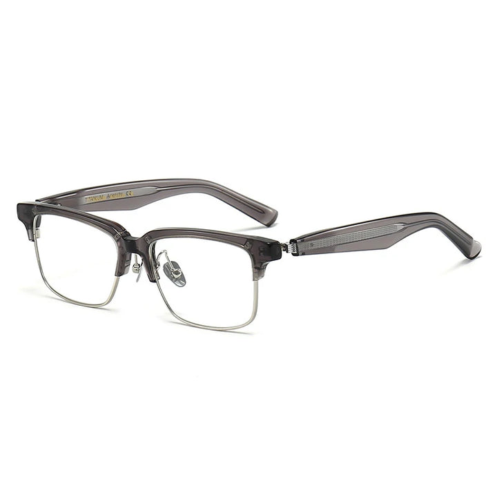 Black Mask Unisex Full Rim Square Titanium Acetate Eyeglasses M93 Full Rim Black Mask Gray-Silver  