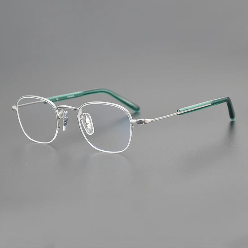 Gatenac Unisex Semi Rim Square Titanium Eyeglasses Gxyj1126 Full Rim Gatenac Green  