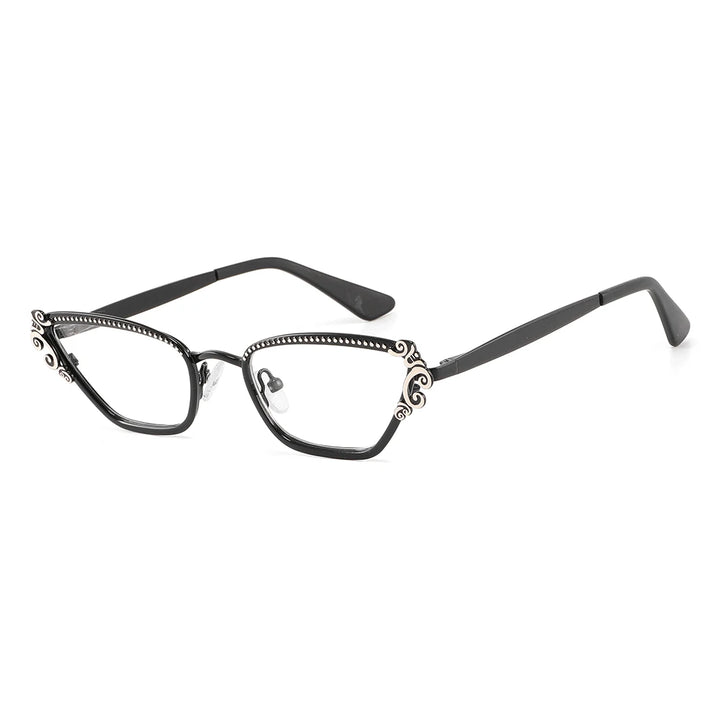 Laoyehui Women's Full Rim Square Cat Eye Alloy Reading Glasses 8777 Reading Glasses Laoyehui C1 -150 