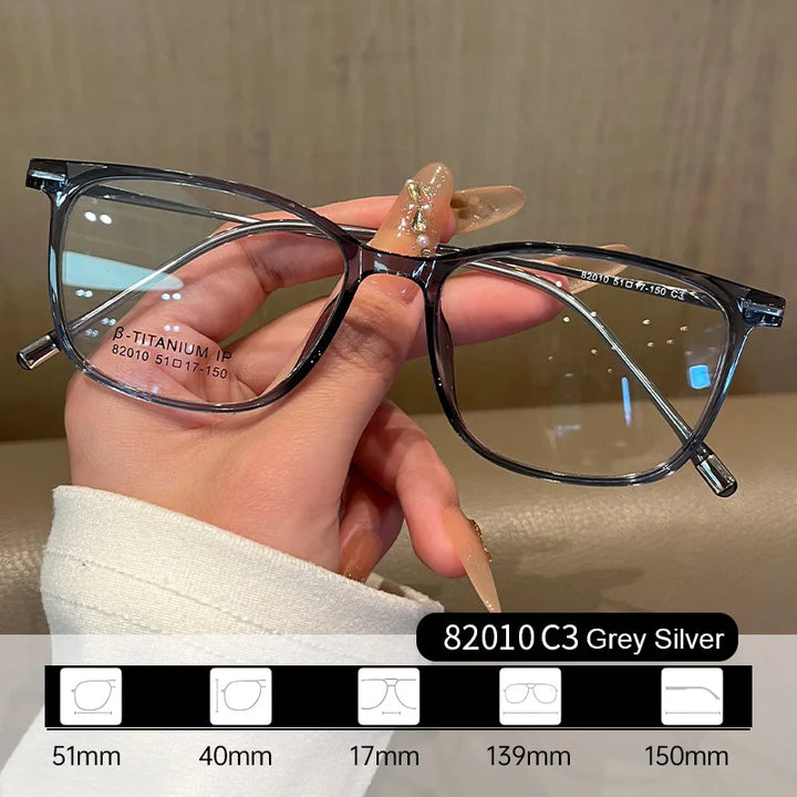 Gmei Women's Full Rim Square Tr 90 Titanium Eyeglasses 82010