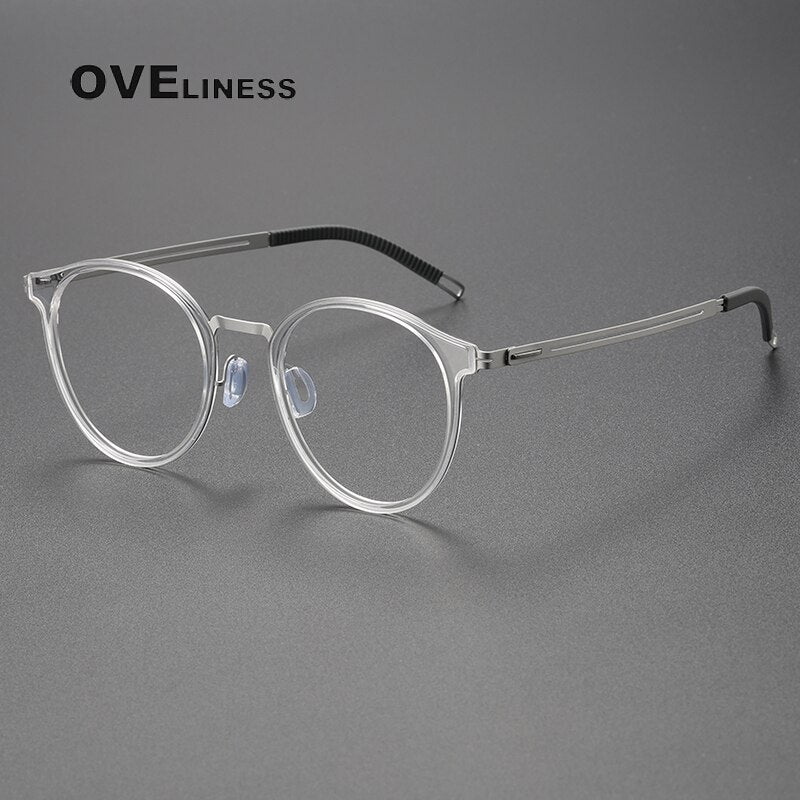 Oveliness Unisex Full Rim Round Titanium Eyeglasses 8202302 Full Rim Oveliness transparent  