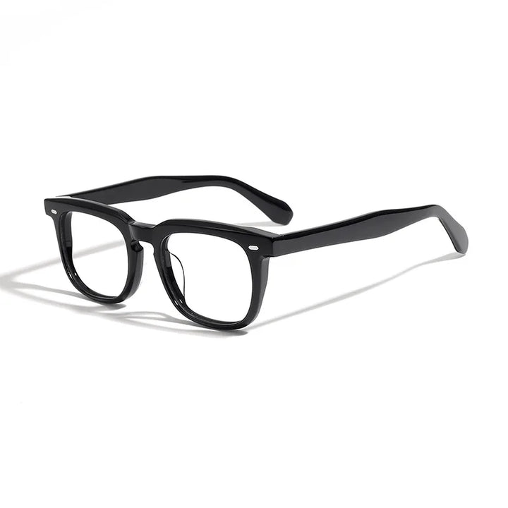 Black Mask Unisex Full Rim Square Acetate Eyeglasses 45005 Full Rim Black Mask Black  