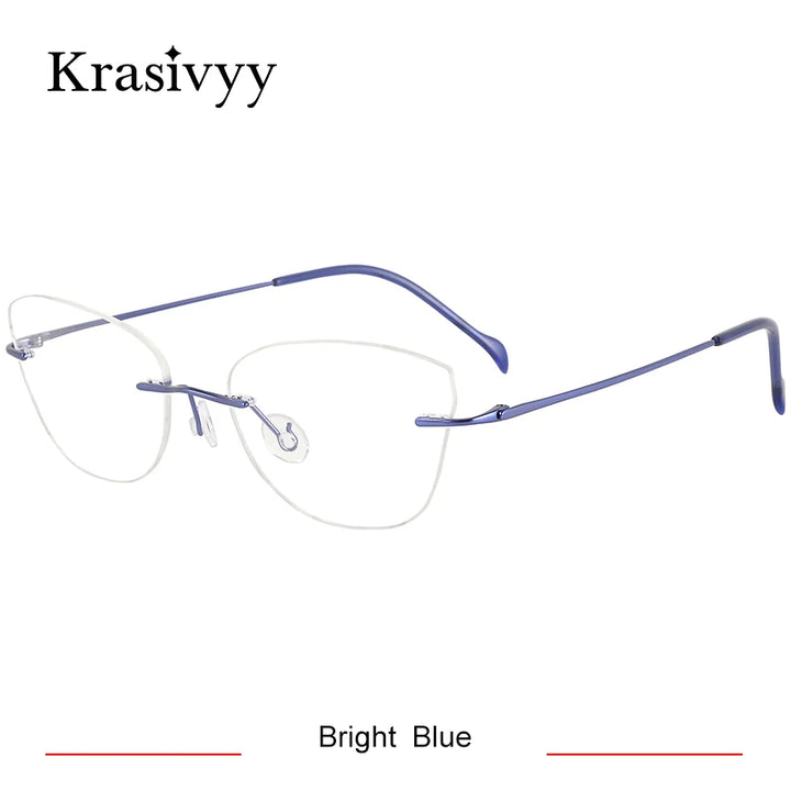 Krasivyy Women's Rimless Oval Cat Eye Titanium Eyeglasses 316086