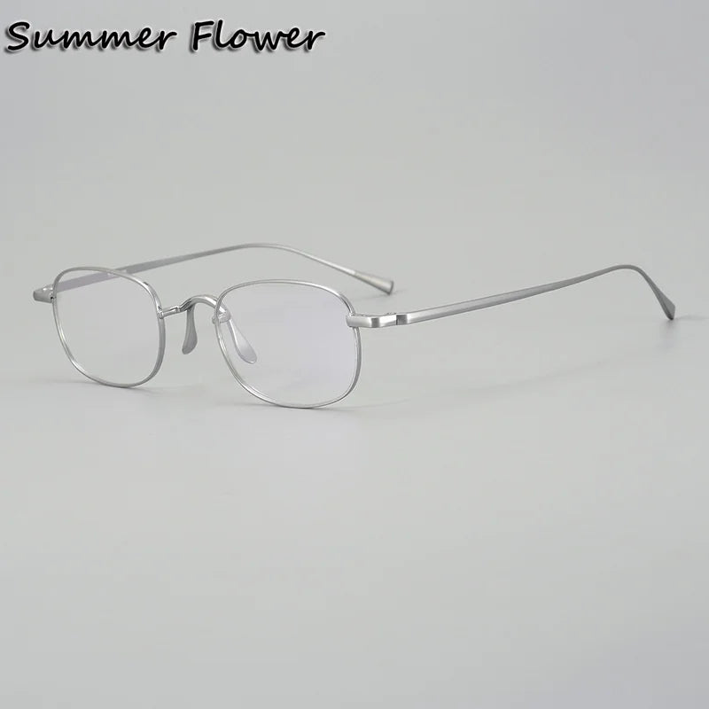 Summer Flower Women's Full Rim Oval Square Titanium Eyeglasses 842165 Full Rim Summer Flower Silver