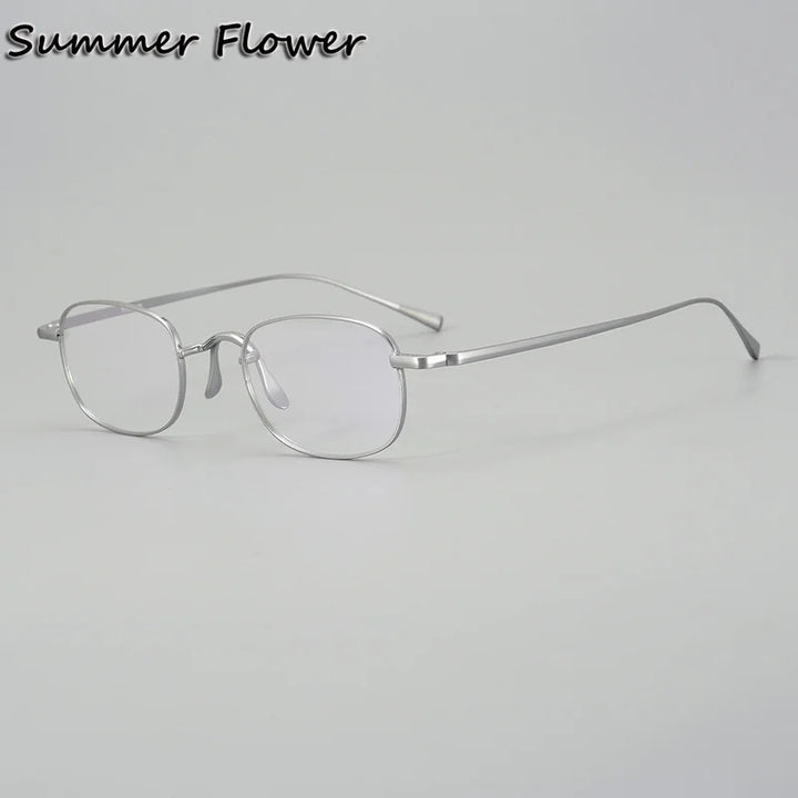 Summer Flower Women's Full Rim Oval Square Titanium Eyeglasses 842165 Full Rim Summer Flower Silver