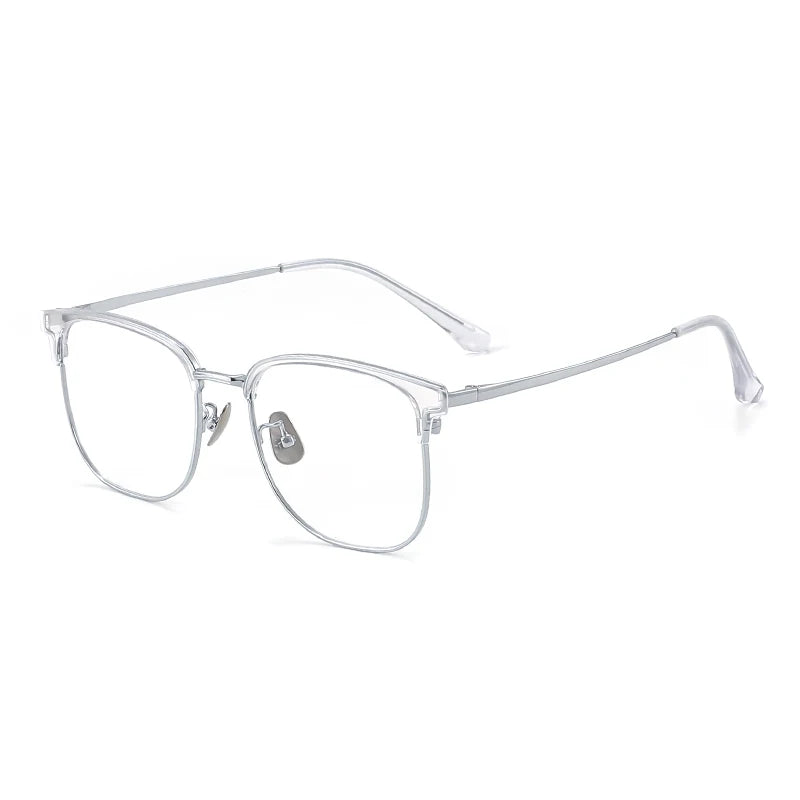 Gmei Unisex Full Rim Square Tr 90 Alloy Eyeglasses 8201 Full Rim Gmei Optical Silver  