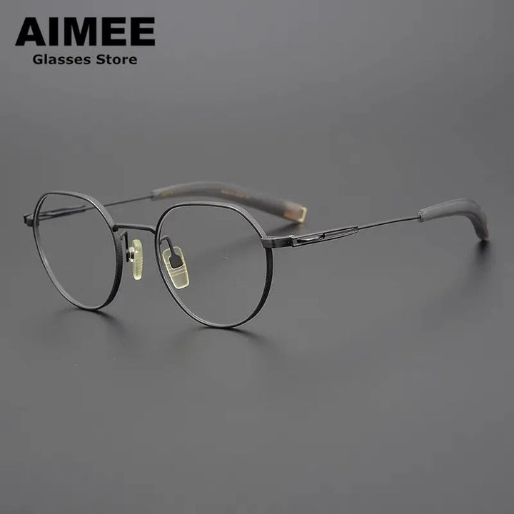 Aimee Unisex Full Rim Flat Top Oval Titanium Eyeglasses 25108 Full Rim Aimee   