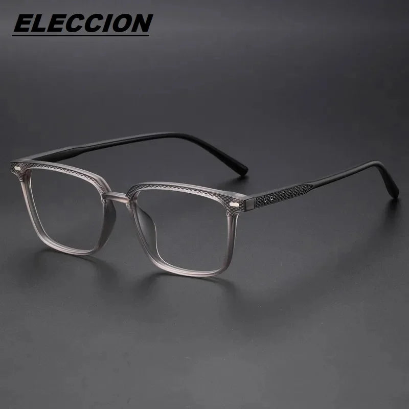 Eleccion Unisex Full Rim Square Tr 90 Titanium Eyeglasses 14152 Full Rim Eleccion Matte Gray CHINA