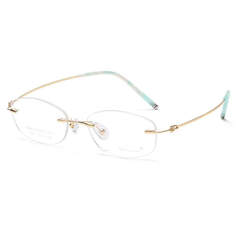 Reven Jate Women's Rimless Oval Rectangle Alloy Eyeglasses 85874