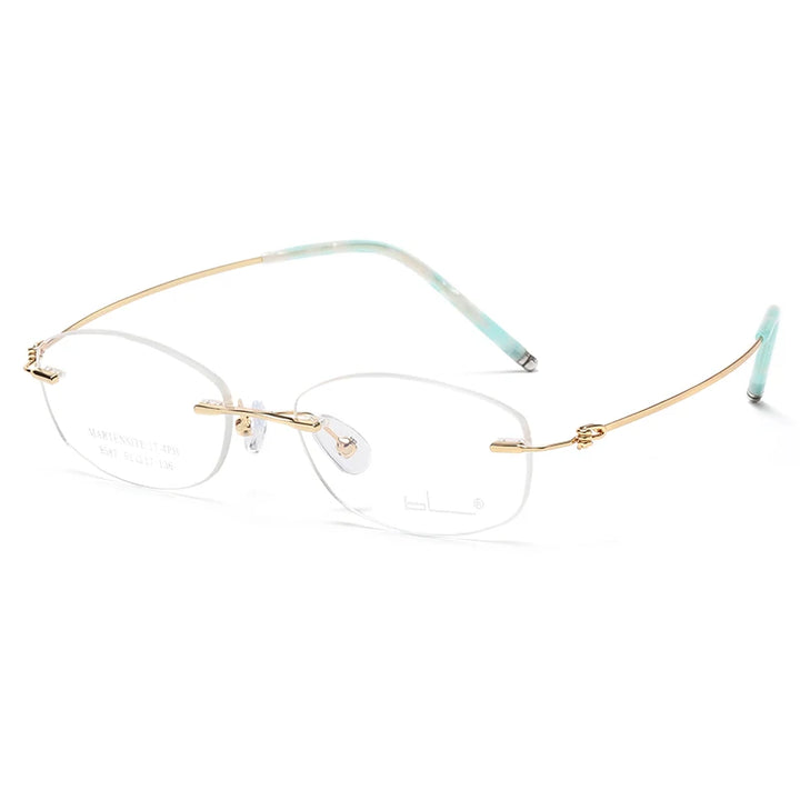 Reven Jate Women's Rimless Oval Rectangle Alloy Eyeglasses 85874