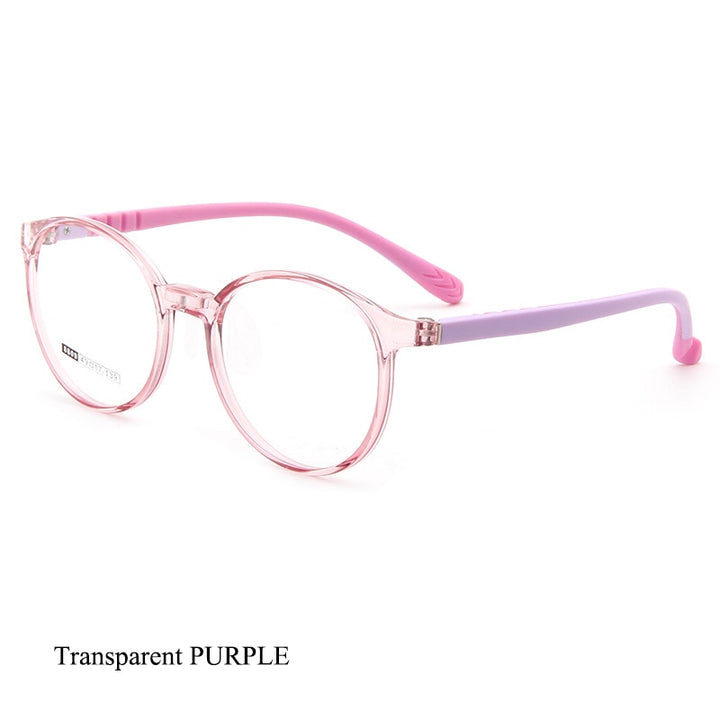 Bclear Unisex Children Full Rim Round TR 90 Titanium Eyeglasses Kd8809 Full Rim Bclear Transparent Purple  