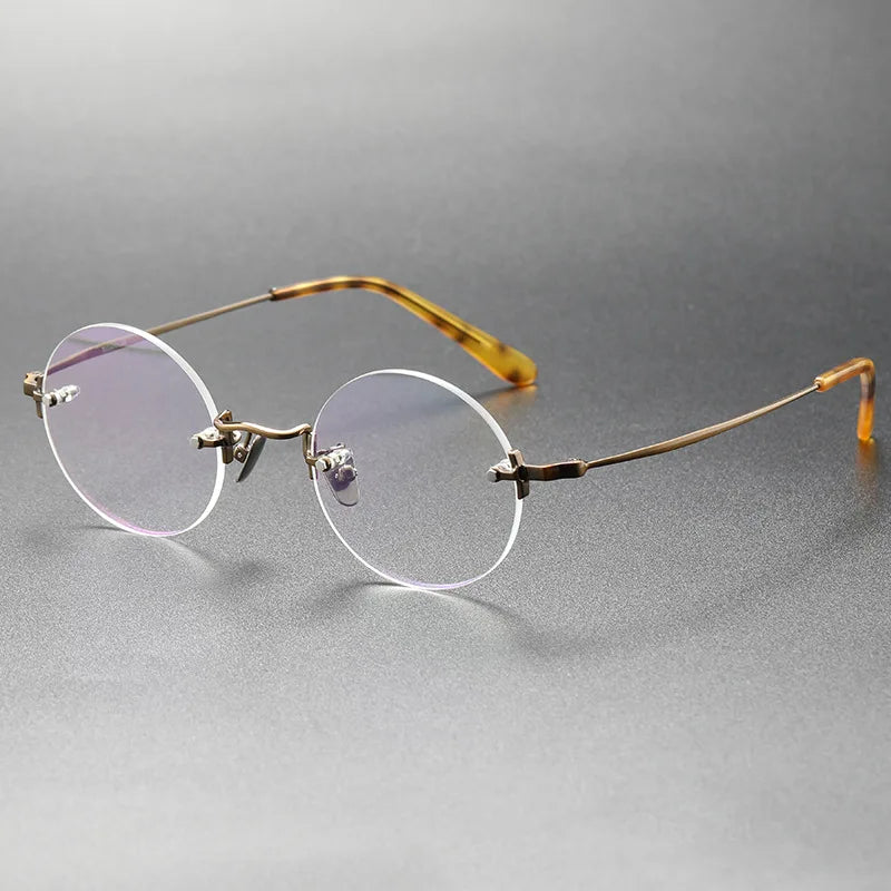 Aimee Men's Rimless Round Titanium Eyeglasses 14272 Rimless Aimee   