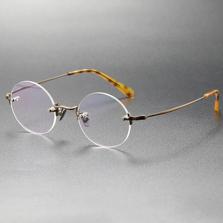 Aimee Men's Rimless Round Titanium Eyeglasses 14272 Rimless Aimee   