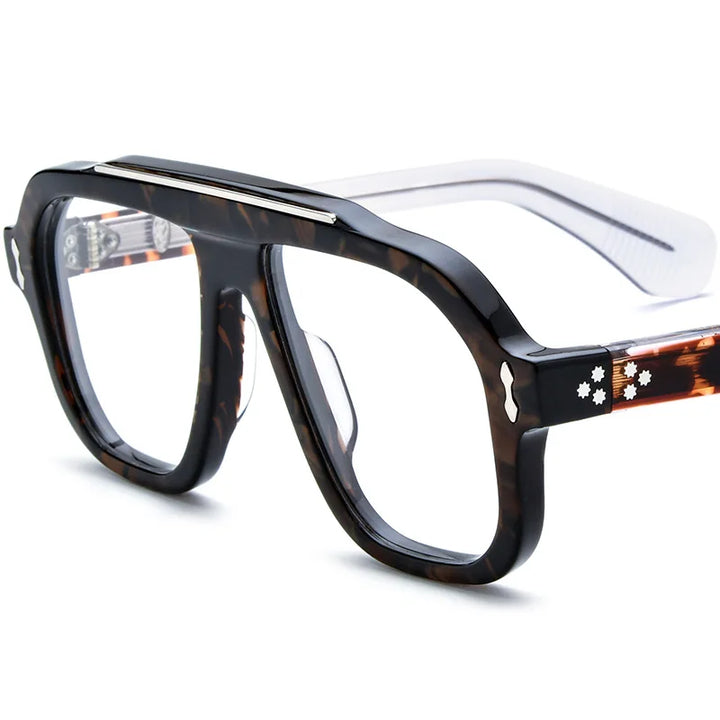 Nobler Women's Full Rim Square Acetate Double Bridge Eyeglasses 48136