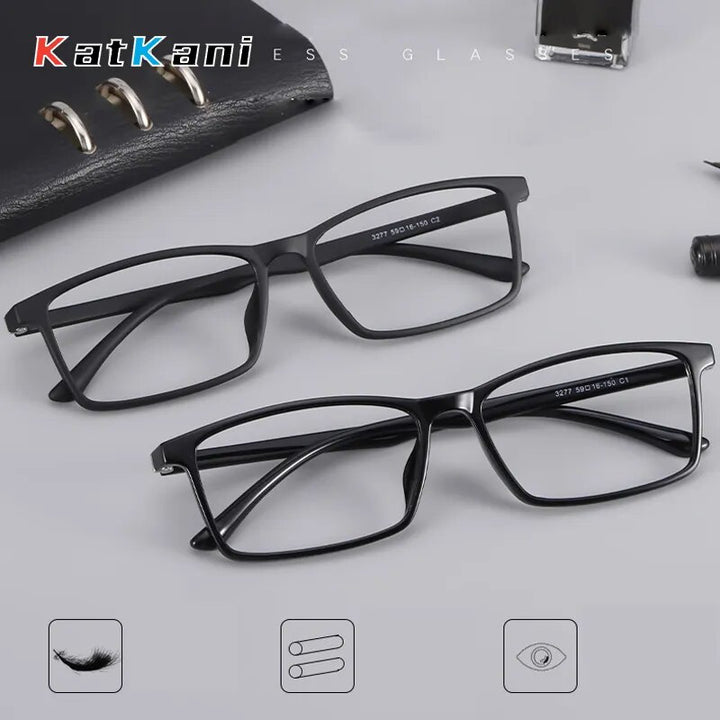 KatKani Unisex Full Rim Large Square Tr 90 Eyeglasses Full Rim KatKani Eyeglasses   