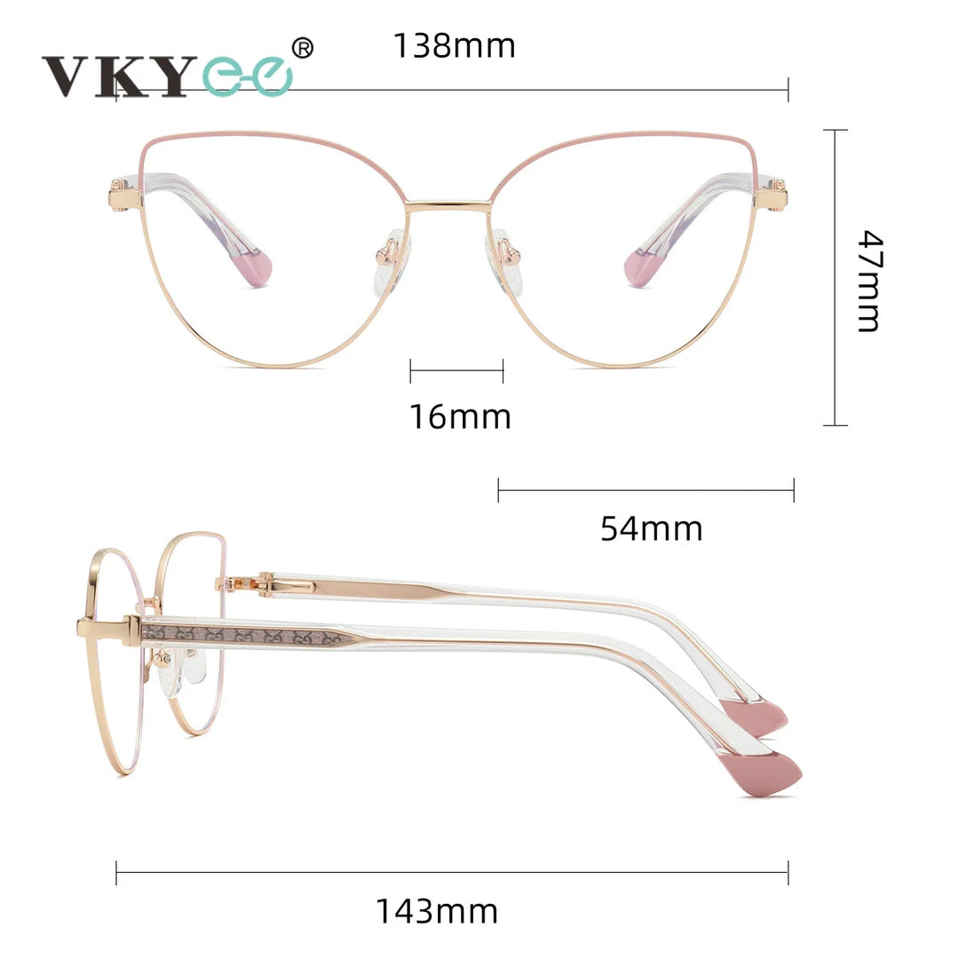 Vicky Women's Full Rim Oval Cat Eye Alloy Reading Glasses 778001