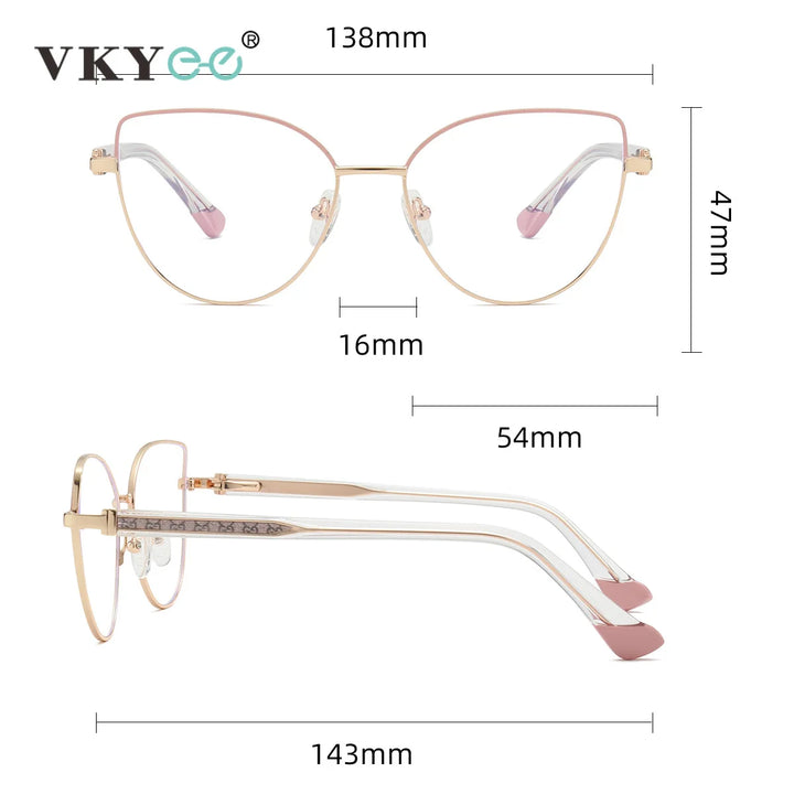 Vicky Women's Full Rim Oval Cat Eye Alloy Reading Glasses 778001
