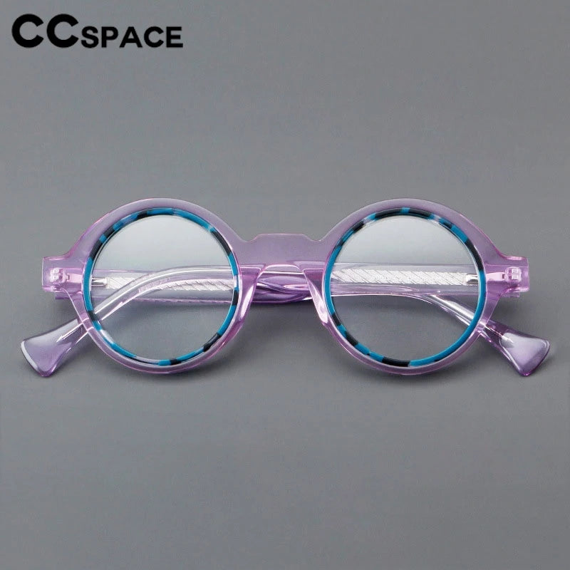 CCspace Women's Full Rim Round Thick Acetate Eyeglasses 301288 Full Rim CCspace   