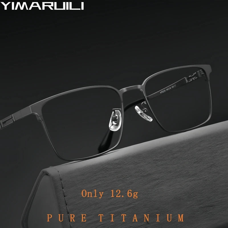 Yimaruili Men's Full Rim Square Titanium Eyeglasses 0239 Full Rim Yimaruili Eyeglasses   