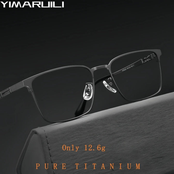 Yimaruili Men's Full Rim Square Titanium Eyeglasses 0239 Full Rim Yimaruili Eyeglasses   