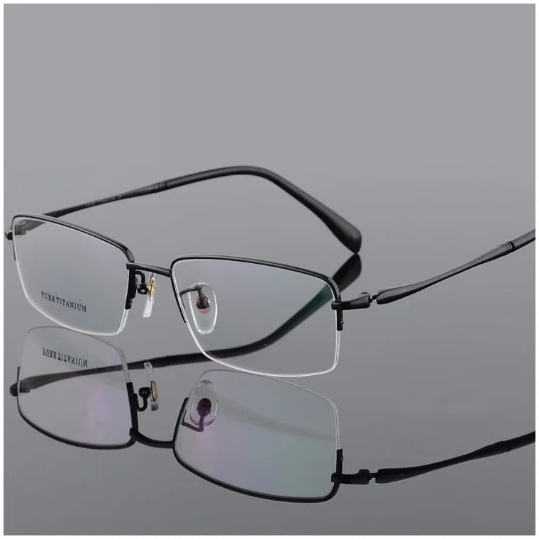 Bclear Men's Semi Rim Oversized Square Titanium Eyeglasses 82964