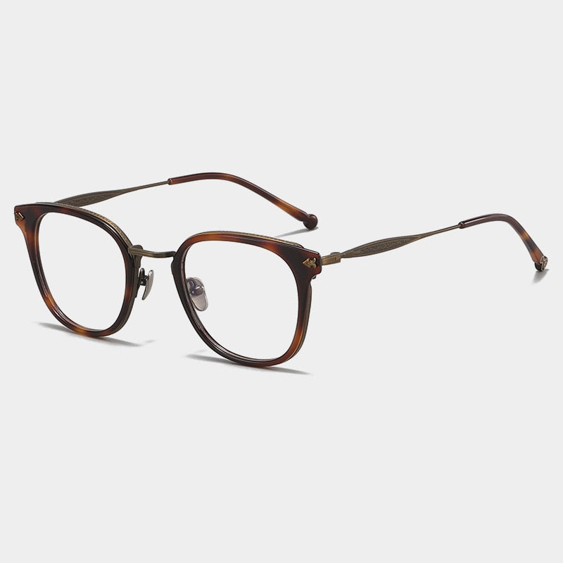 Gatenac Unisex Full Rim Square Acetate Titanium Eyeglasses Gxyj1059 Full Rim Gatenac   