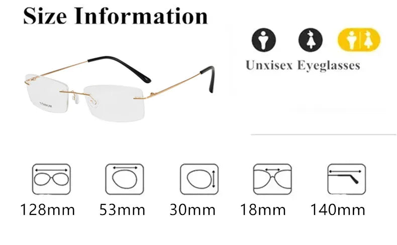 Aimee Unisex Rimless Square Titanium Eyeglasses 4100 Rimless Aimee   