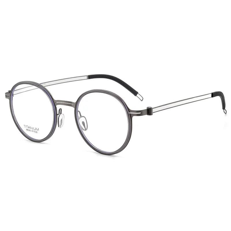 KatKani Women's Full Rim Round Titanium Acetate Eyeglasses 98383 Full Rim KatKani Eyeglasses   