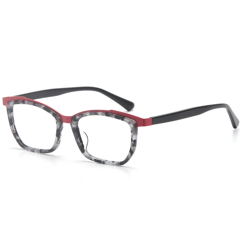 Aror Unisex Full Rim Square Cat Eye Acetate Alloy Eyeglasses 76827 Full Rim Aror Grey Red