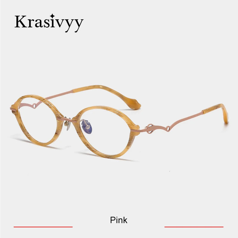 Krasivyy Women's Full Rim Oval Acetate Titanium Eyeglasses 56075