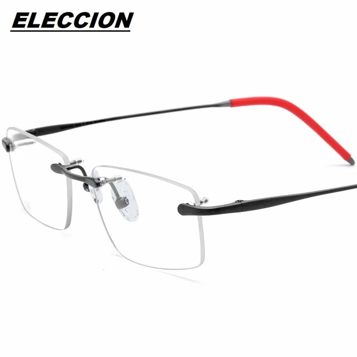 Eleccion Women's Rimless Square Titanium Eyeglasses 17302 Rimless Eleccion Gray CHINA