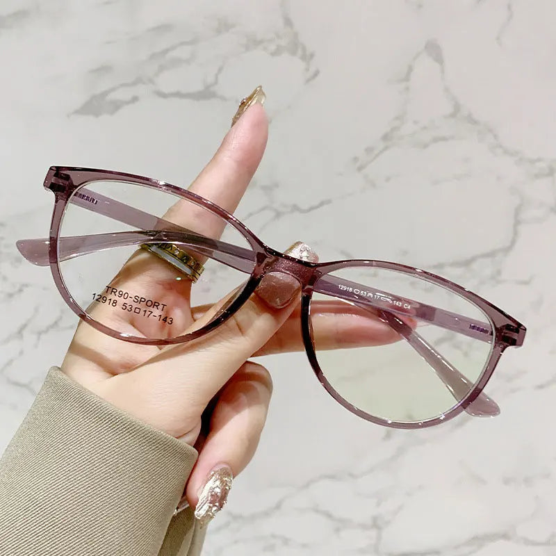 Zirosat Unisex Full Rim Oval Square Tr 90 Alloy Eyeglasses 12918 Full Rim Zirosat