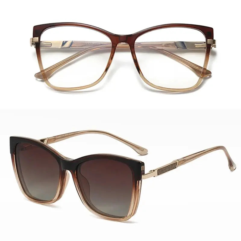 Vicky Women's Full Rim Cat Eye Tr 90 Titanium Reading Glasses Clip On Sunglasses 860032.